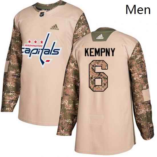 Mens Adidas Washington Capitals 6 Michal Kempny Authentic Camo Veterans Day Practice NHL Jerse